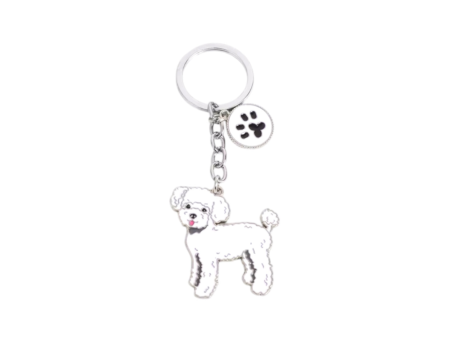 The Poodle Pup Keyring (White)