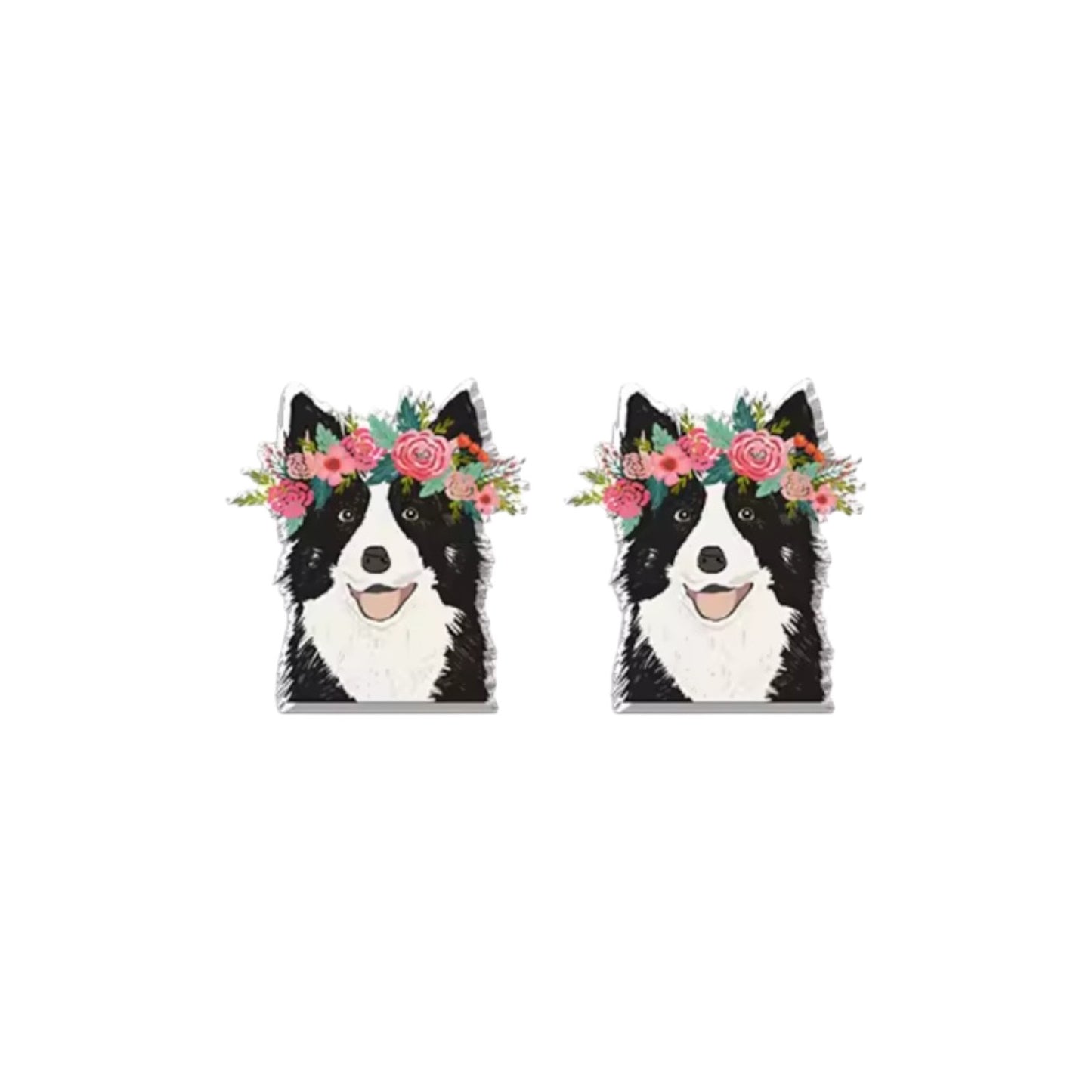 Border Collie Flower Studs