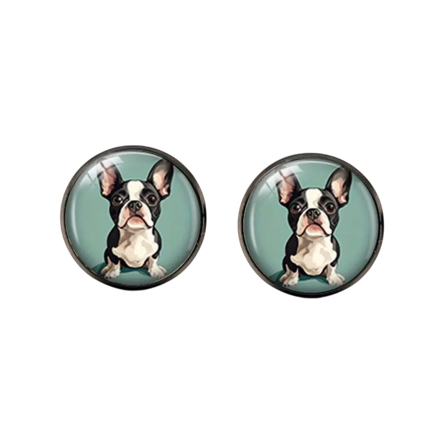 Glass French Bulldog Studs