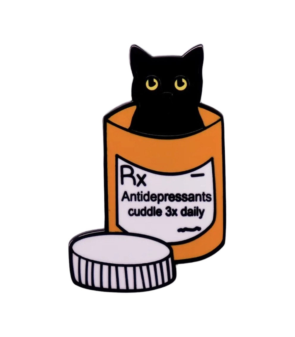 Cat Antidepressants Pin (orange)