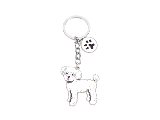 The Poodle Pup Keyring (White)
