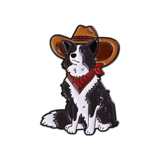 Cowboy Border Collie Pin