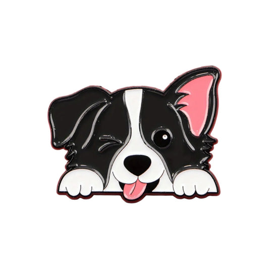 Winking Border Collie Pin