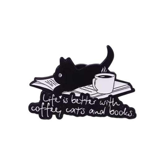 Coffee, Cats, & Books  Pin
