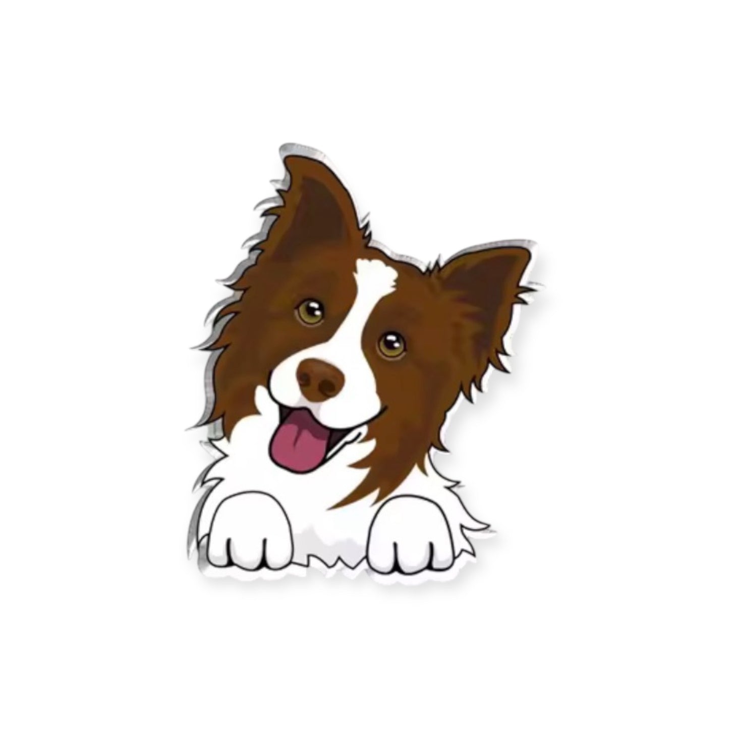 Border Collie Head Tilt Pin (Brown)