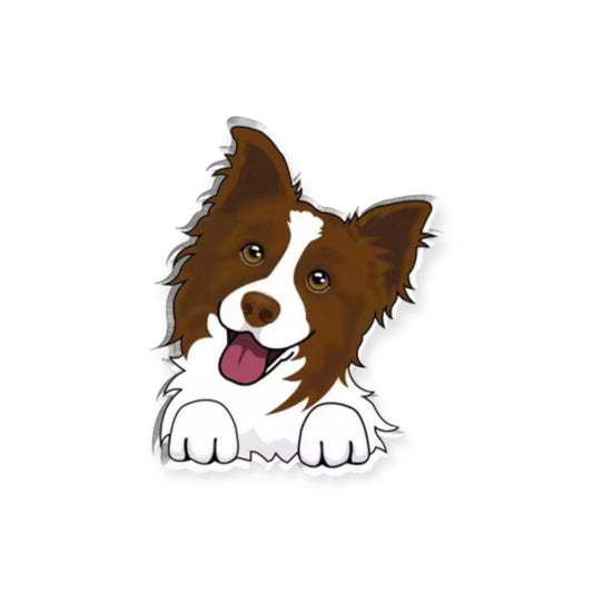 Border Collie Head Tilt Pin (Brown)